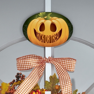 Pumpkin Lantern Wreath Holder with Plaque