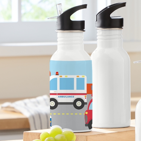 Fun Graphic Emergency Vehicles Water Bottle