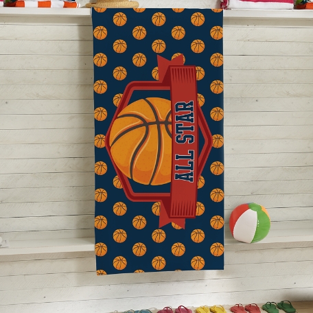 Sporty Fun Basketball Beach Towel