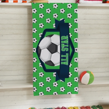 Sporty Fun Soccer Beach Towel