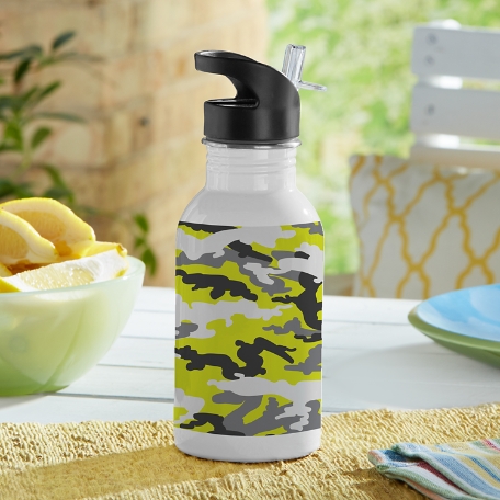 Their Own Name Lt Green Camo Water Bottle