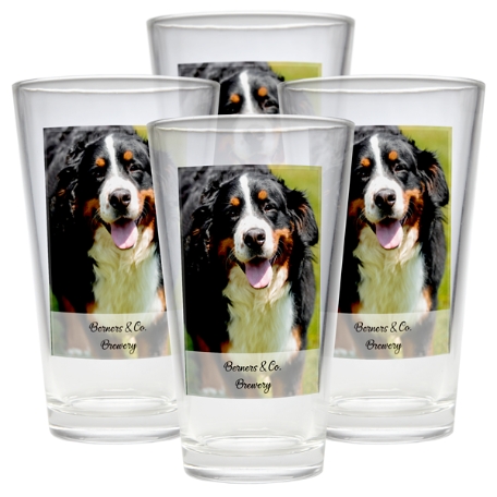 Picture-Perfect Photo w/Message Pint Beer Glass- Set of 4
