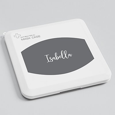 Create Your Own Antibacterial Face Mask Case -  Gray - White Script