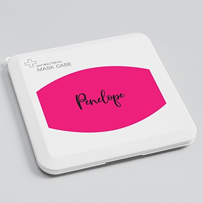Create Your Own Antibacterial Face Mask Case - Hot Pink - Black Script