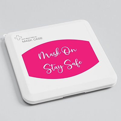 Create Your Own Antibacterial Face Mask Case - Hot Pink - White Script
