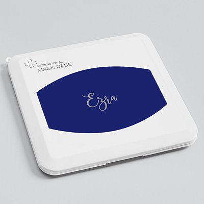 Create Your Own Antibacterial Face Mask Case -Navy - Gray Script