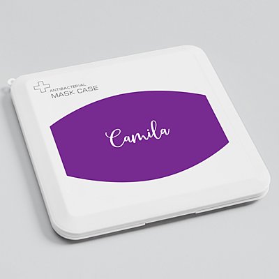 Create Your Own Antibacterial Face Mask Case - Purple - White Script