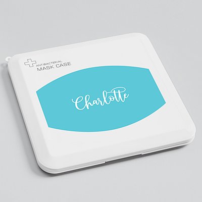 Create Your Own Antibacterial Face Mask Case - Teal - White Script