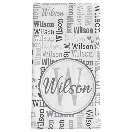 Family Name Collage Bath Towel - Gray