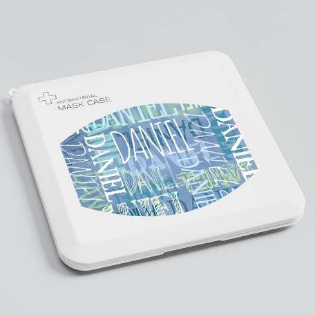 Signature Style Antibacterial Face Mask Case- Blue