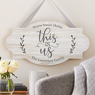 Floral This Is Us Wood Hanging Sign