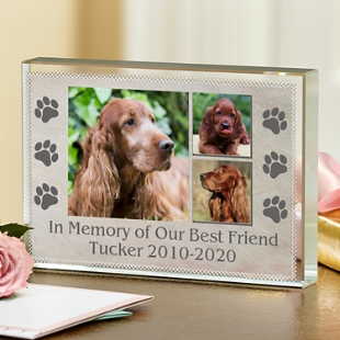 In Loving Memory Pet Photo Glass Block