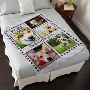 Paw Print Photo Plush Blanket