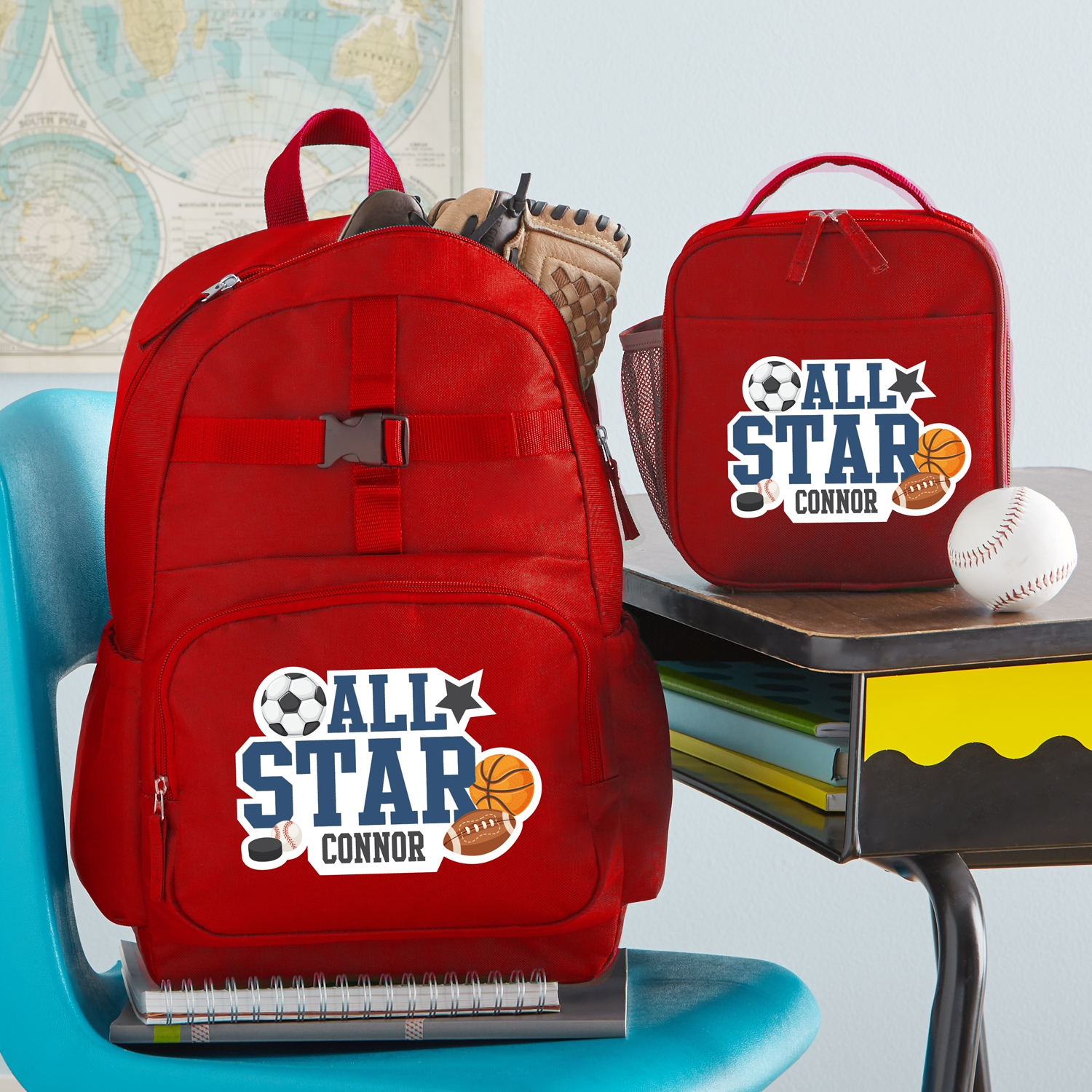 boys red backpack