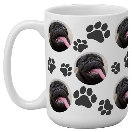 Pet Paw Print Photo Mug - Black 15oz