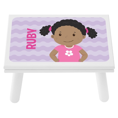 Just For Me White Step Stool-Purple Design