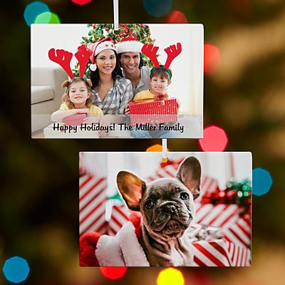 Picture Perfect Photo with Message Rectangle Ornament
