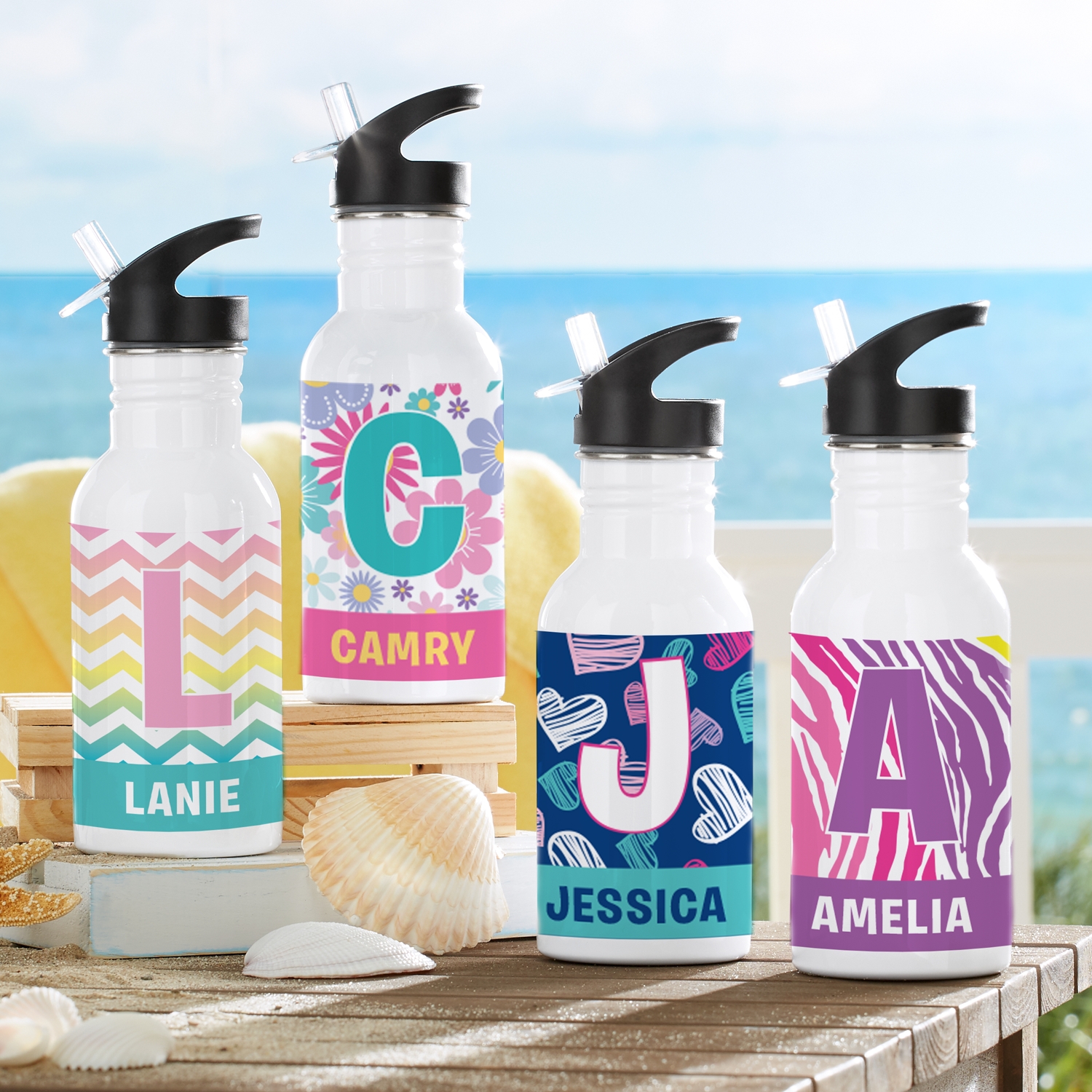 Vibrant Pattern Personalized Water Bottles