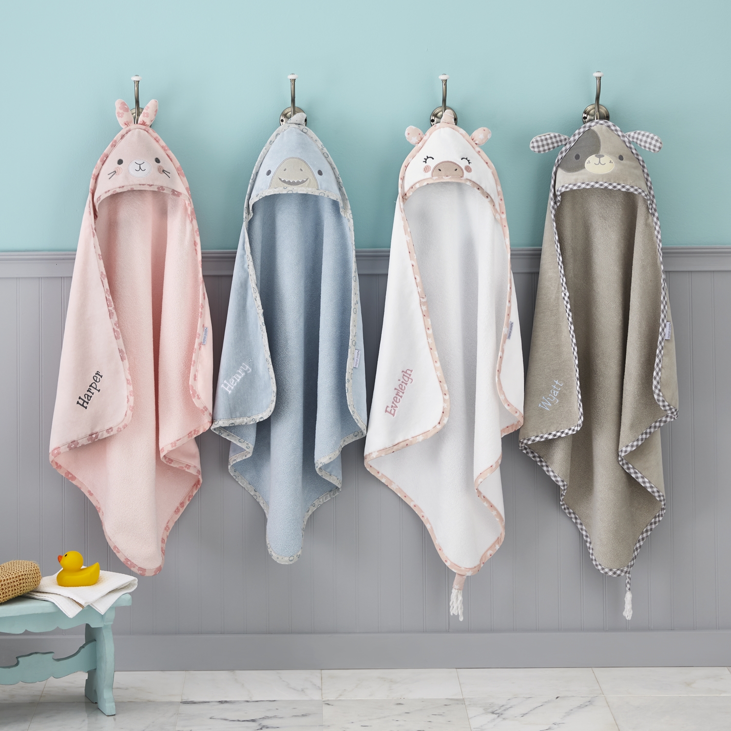 Stephen Joseph® Adorable Baby Personalized Hooded Bath Towels