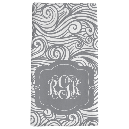 Swirls & Twirls Family Bath Towel - Gray Monogram