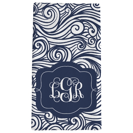 Swirls & Twirls Family Bath Towel - Navy Monogram