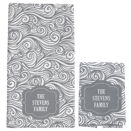 Swirls & Twirls Family Towel-Standard Set - Gray Message