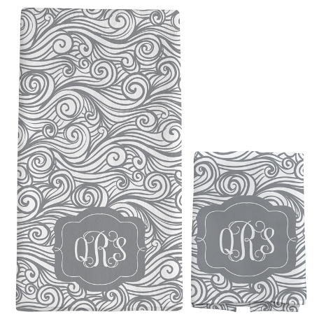 Swirls & Twirls Family Towel-Standard Set - Gray Monogram
