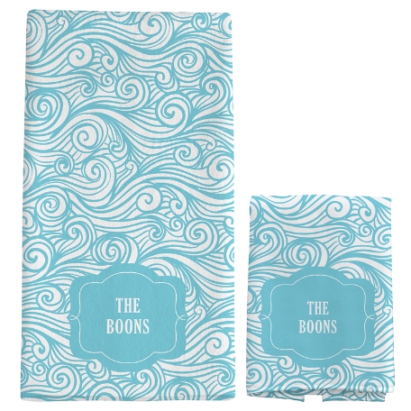 Swirls & Twirls Family Towel-Standard Set - Teal Message