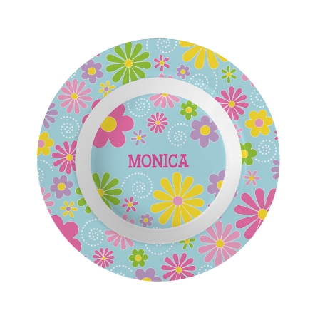 Tossed Print Personalized Tableware Bowl - Flowers