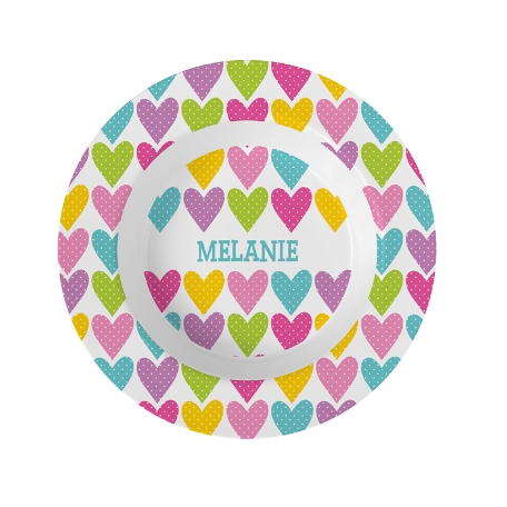 Tossed Print Personalized Tableware Bowl - Hearts