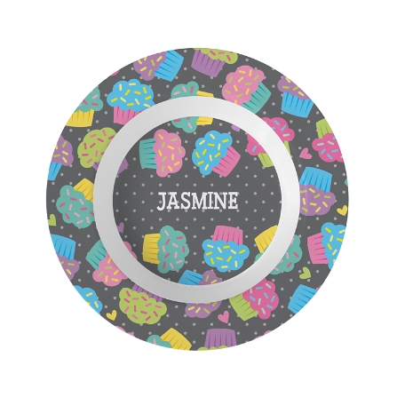 Tossed Print Personalized Tableware Bowl - Cupcakes