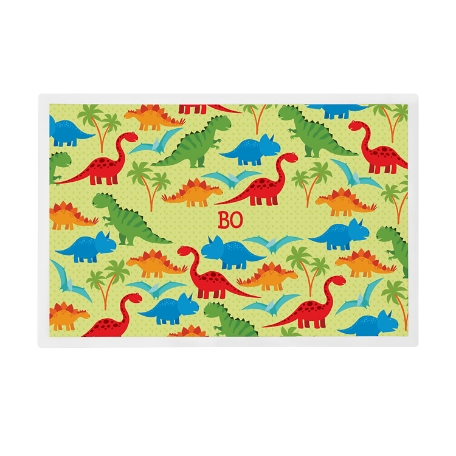 Tossed Print Personalized Tableware Placemat - Dino