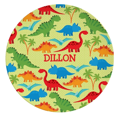 Tossed Print Personalized Tableware Plate - Dino