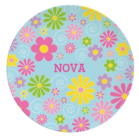 Tossed Print Personalized Tableware-Plate - Flowers