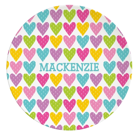 Tossed Print Personalized Tableware Plate - Hearts