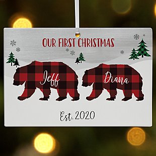 Beary Merry Couple Rectangle Ornament