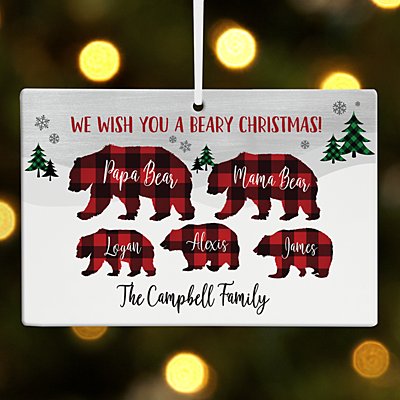 Beary Merry Family Rectangle Ornament
