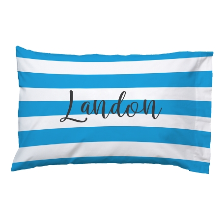 Striped Name Pillowcase - Blue