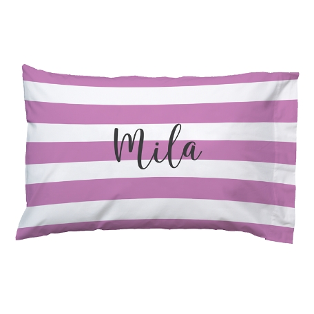 Striped Name Pillowcase - Purple