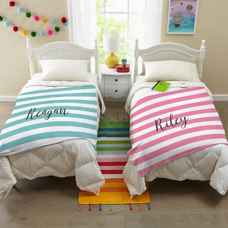 Striped Name Plush Blanket
