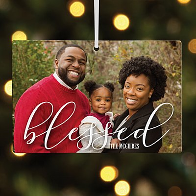 Blessed Photo Rectangle Bauble