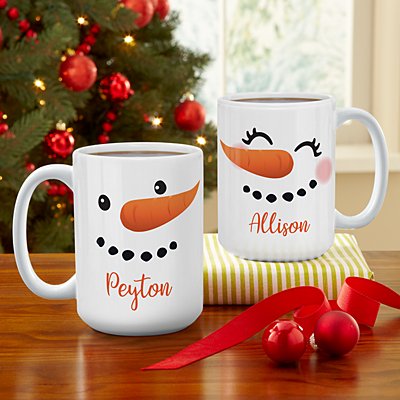 Cheery Couple Snowman Mug Set