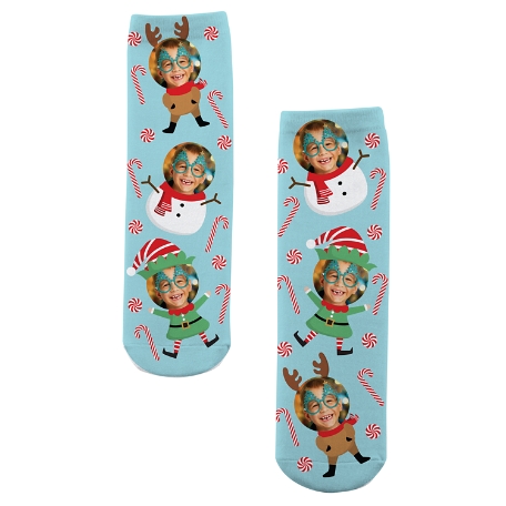 Christmas Faces Photo Socks - Large