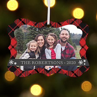 Cozy Christmas Photo with Message Scroll Ornament