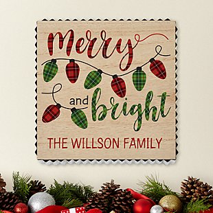 Merry and Bright Metal Edge Wood Wall Art
