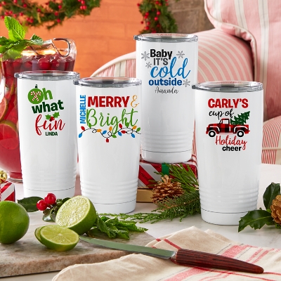 Festive Christmas Personalized Insulated Tumbler