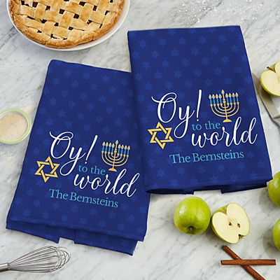 Oy to the World Hanukkah Kitchen Towel