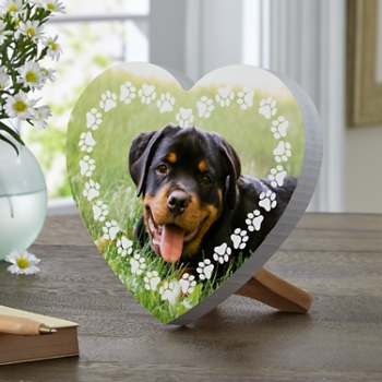 Pet Paw Print Photo Wood Heart