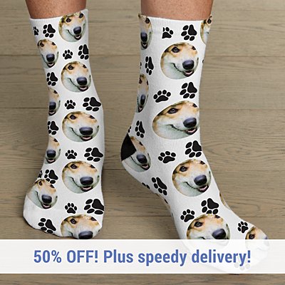 Pet Paw Print Photo Socks