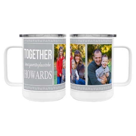 Photo Memory Collage Insulated 15 oz. Mug - Message - Gray